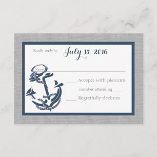 Anchor Navy Blue and Gray Response Card RSVP Karte