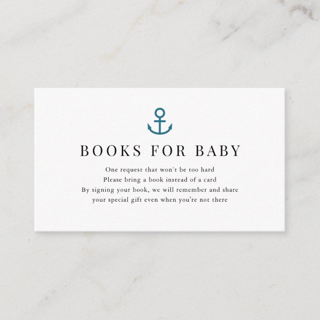 Anchor Navy Blue Baby Shower Book Request Begleitkarte (Vorderseite)