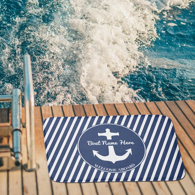 Anchor Navy Blue Bath Mat Boat Begrüßungsstreifen Badematte (Von Creator hochgeladen)