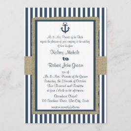 Anchor Navy Blue Stripes Beach Hochzeit Einladung