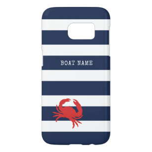 Anchor Navy Blue Stripes Red Crab Name