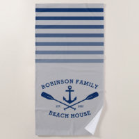 Anchor Oars Familienname Beach House Grau & Blau