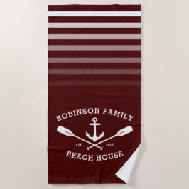 Anchor Oars Familienname Beach House Red Strandtuch