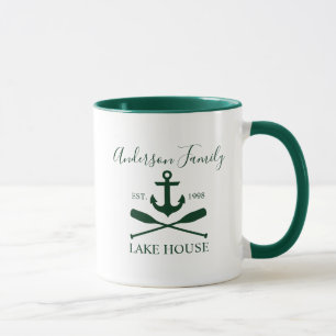 Anchor Oars Family Green White Tasse