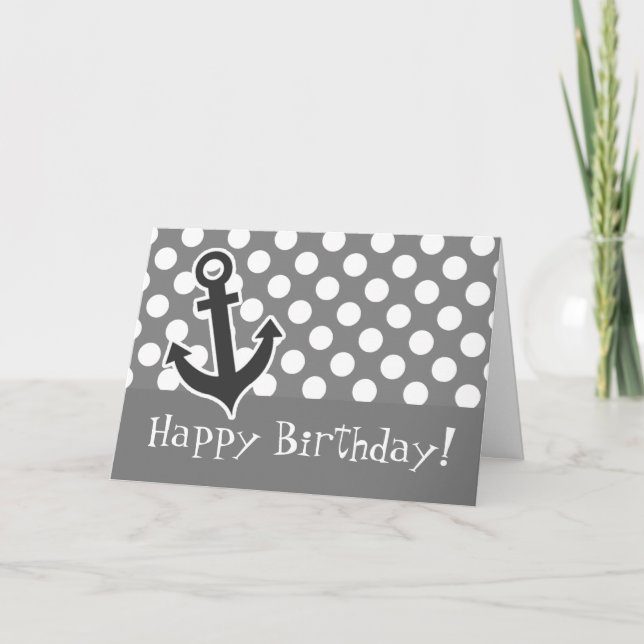 Anchor on Dark Gray Polka Dots Karte (Vorderseite)