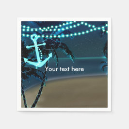 Anchor & Palm Trees Beach Night Wedding Napkins Serviette