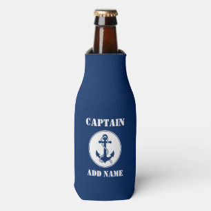 Anchor & Rope Captain Name oder Bootname Blau Flaschenkühler