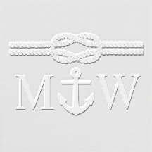 Anchor Rope Knot Border Wedding 2 Initial Monogram