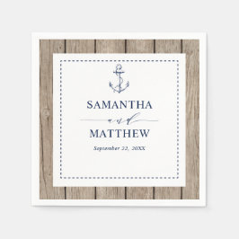 Anchor Rustic Wood Nautical Navy Hochzeit Serviette