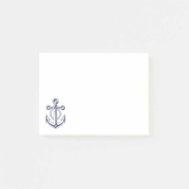 Anchor Sailor Navy Blue Nautical Ocean Boot Post-it Klebezettel (Vorderseite)