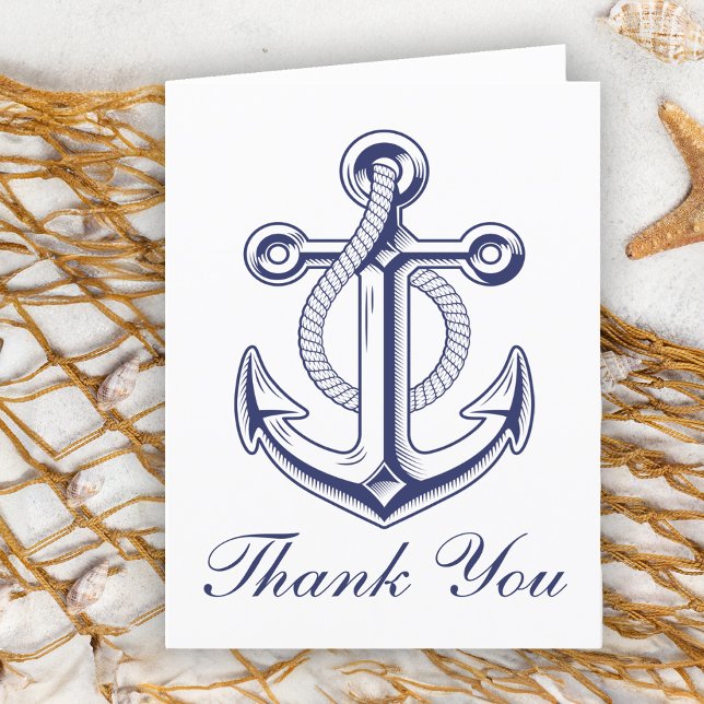 Anchor Sailor Navy Blue Nautical Wedding Vielen Da Dankeskarte (Von Creator hochgeladen)