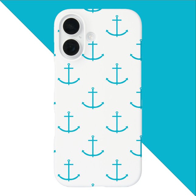 Anchor Türkis Pattern Case-Mate iPhone Hülle (A phone case with a pattern of turquoise boat anchors)