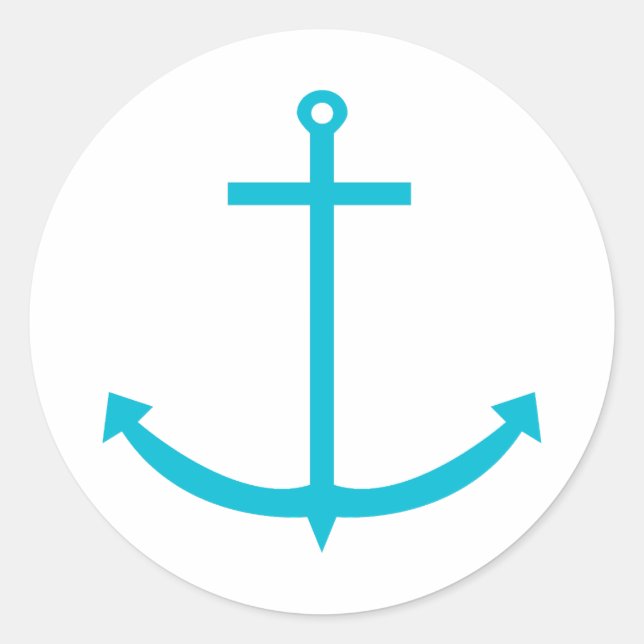 Anchor Turquoise Nautical Runder Aufkleber (Vorderseite)