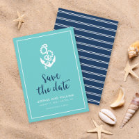Anchor Turquoise und Blue Script Save the Date