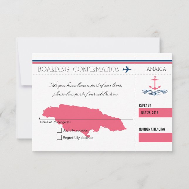 Anchor UAWG Jamaica Boarding Pass RSVP Karte (Vorderseite)