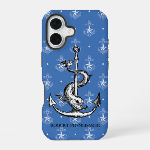 Anchor und Delphin Nautical Theme iPhone 16 Hülle