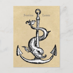 Anchor und Dolphin - Festina Lente Postkarte