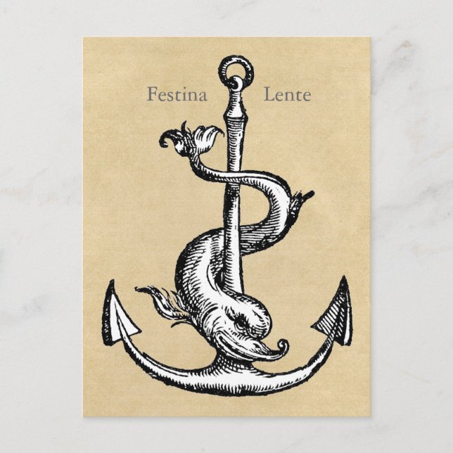 Anchor und Dolphin - Festina Lente Postkarte (Vorderseite)