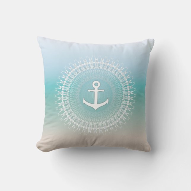 Anchor und Mandala Maritim Modern Kissen (Vorderseite)