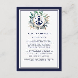 Anchor Watercolor Grüne Wreath Wedding Details Begleitkarte