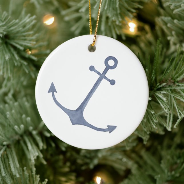 Anchor Watercolor Keramik Ornament (Baum)
