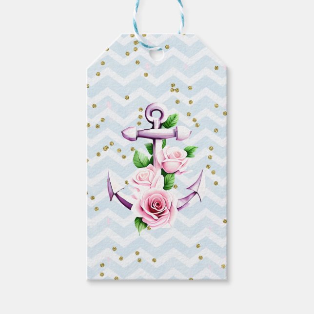 Anchor Watercolor Personalisierte Geschenkmarke Geschenkanhänger (Vorderseite)