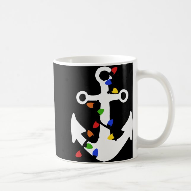 Anchor With Christmas Lights Nautical T Shirt  Kaffeetasse (Rechts)