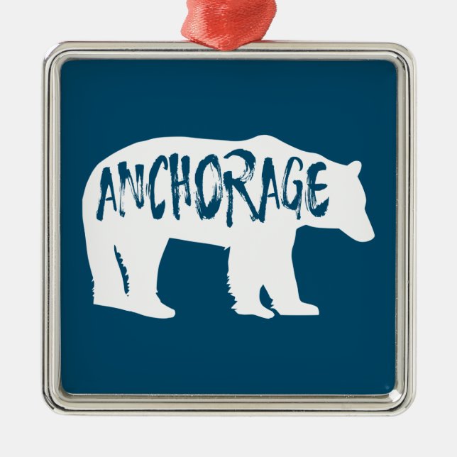 Anchorage Alaska Bear Ornament Aus Metall (Vorne)