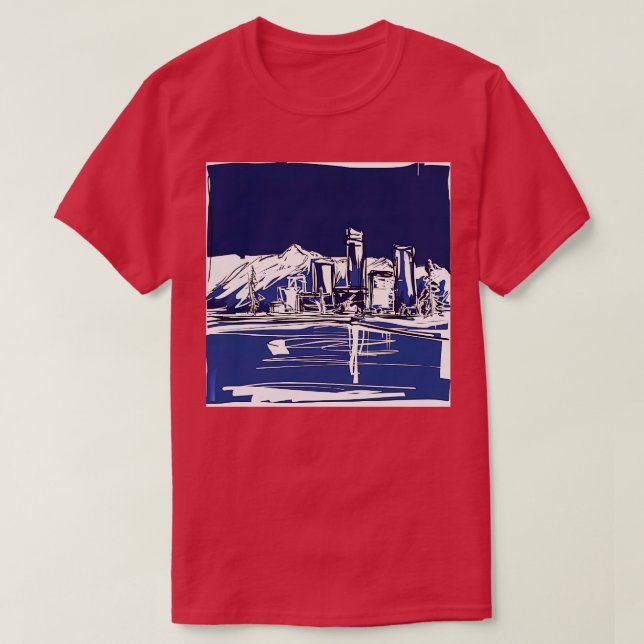 Anchorage Alaska Blue Abstrakt Art TShirt (Design vorne)