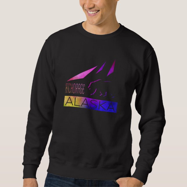 Anchorage   Alaska   Colorful Bear And Mountains Sweatshirt (Vorderseite)