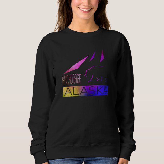 Anchorage   Alaska   Colorful Bear And Mountains Sweatshirt (Vorderseite)