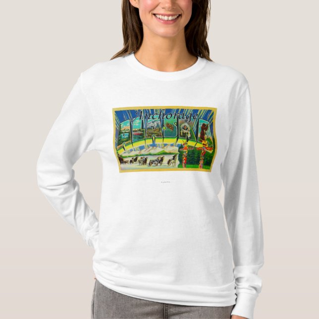 Anchorage, Alaska - große Buchstabe-Szenen T-Shirt (Vorderseite)