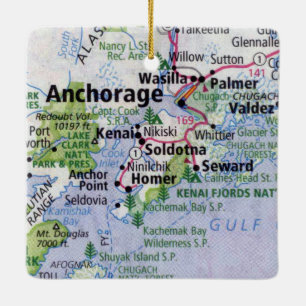 Anchorage Alaska Karte Keramikornament