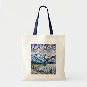 Anchorage Alaska Landschaft Van Gogh Vintage Reise Tragetasche