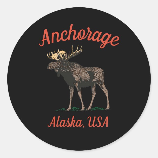 Anchorage Alaska Moose Runder Aufkleber (Vorderseite)