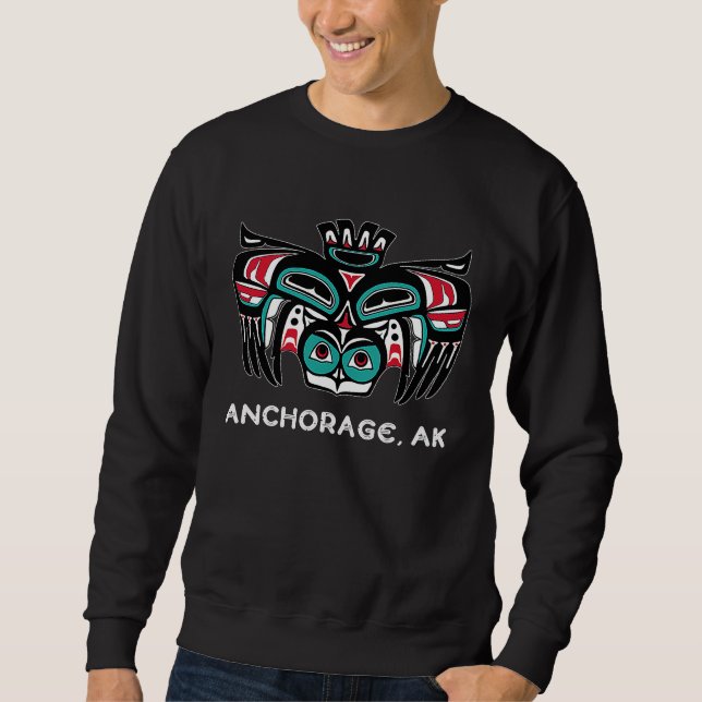 Anchorage Alaska Native American Style Tlingit Owl Sweatshirt (Vorderseite)