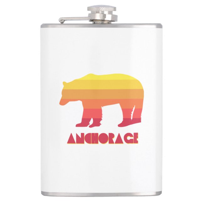 Anchorage Alaska Rainbow Bear Flachmann (Vorderseite)