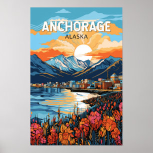 Anchorage Alaska Reise Kunst Vintage Poster