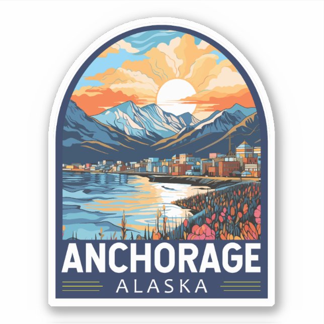 Anchorage Alaska Reisemöglichkeiten Aufkleber (Vorderseite)