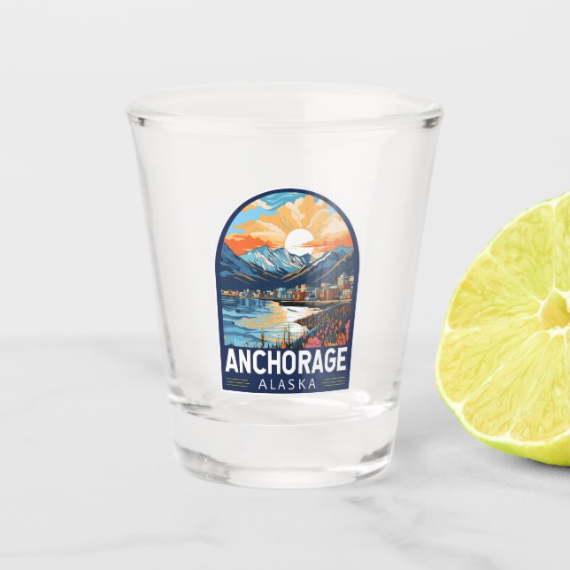 Anchorage Alaska Reisemöglichkeiten Schnapsglas (Vorderseite)