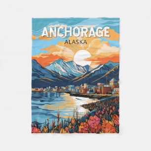 Anchorage Alaska Reisen Kunst Vintag Fleecedecke