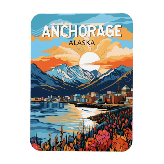 Anchorage Alaska Reisen Kunst Vintag Magnet (Vertikal)