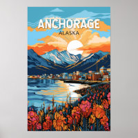 Anchorage Alaska Reisen Kunst Vintag
