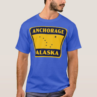 Anchorage Alaska Retro Abzeichen Blau T-Shirt