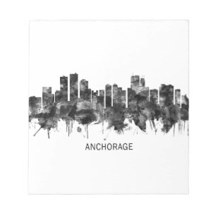 Anchorage Alaska skyline BW Notizblock