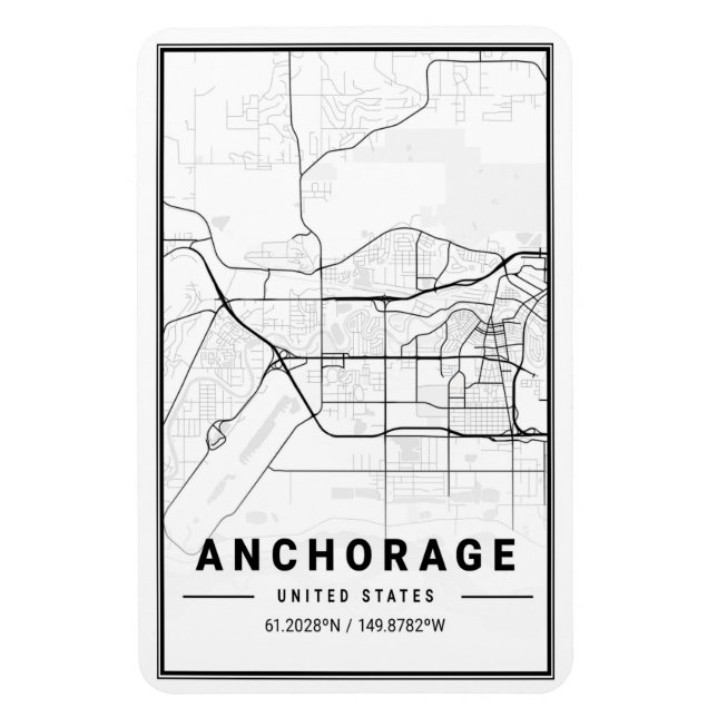 Anchorage Alaska USA City Travel City Map Magnet (Vertikal)