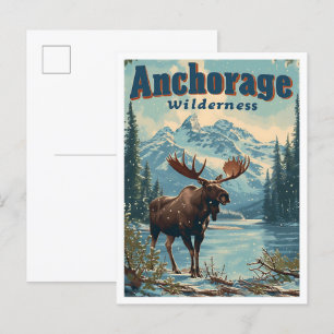 Anchorage Alaska Vintage Kunst Reiseillustration Postkarte