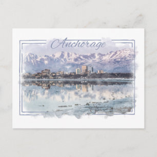 Anchorage Alaskan Watercolor Postcard Postkarte