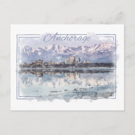 Anchorage Alaskan Watercolor Postcard Postkarte