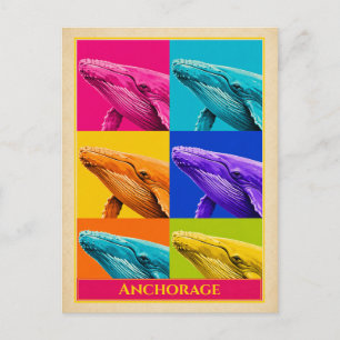 Anchorage-Ansichtskarte Alaska-Wal Vintage Postkarte